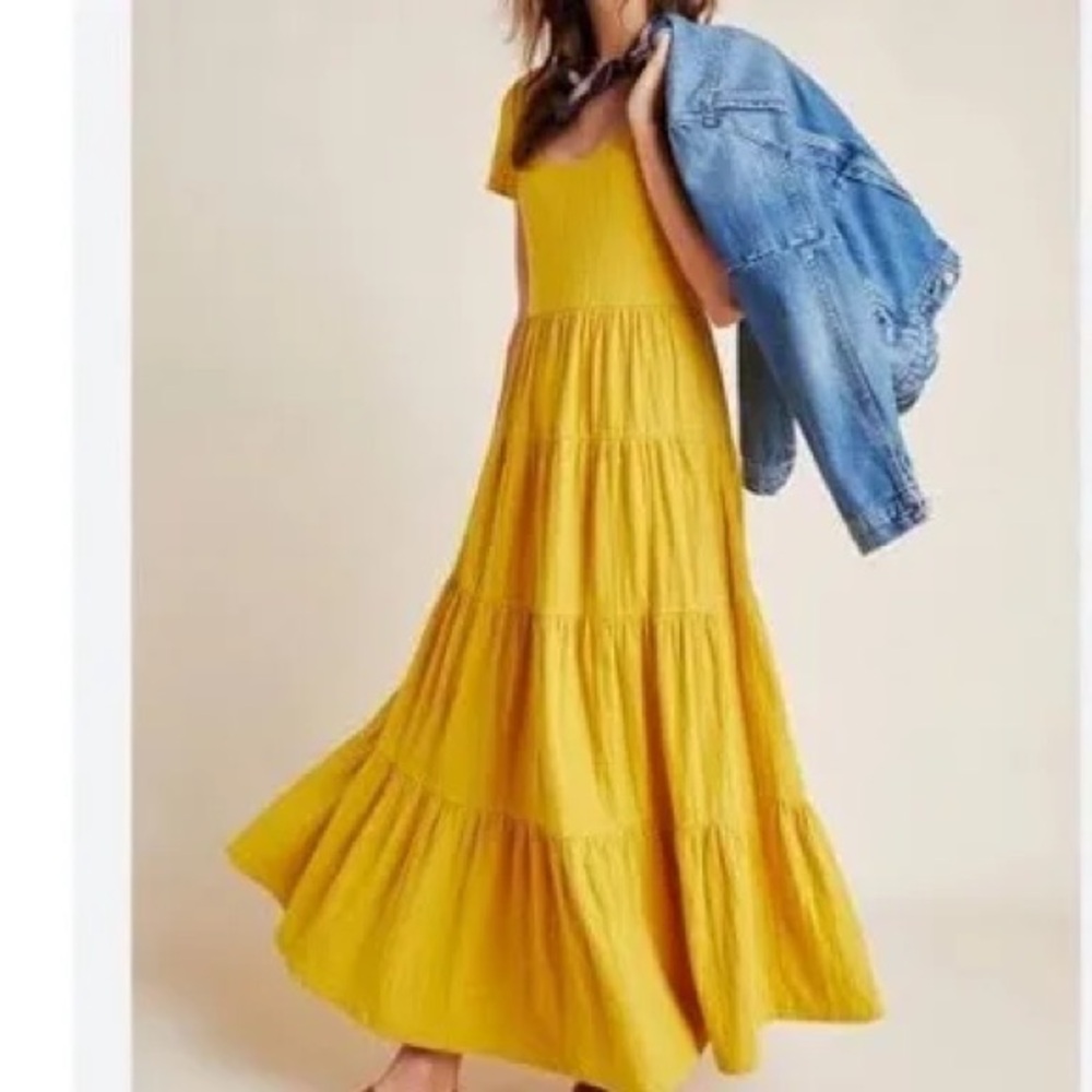 Anthropologie Mustard Maxi Dress